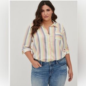 Torrid button down striped blouse. Size 3